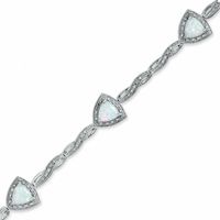 6.0mm Trillion-Cut Lab-Created Opal Bracelet in Sterling Silver with Diamond Accent - 7.25"|Peoples Jewellers