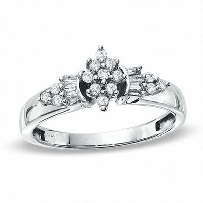 0.25 CT. T.W. Diamond Baguette Fan Ring in 10K White Gold|Peoples Jewellers