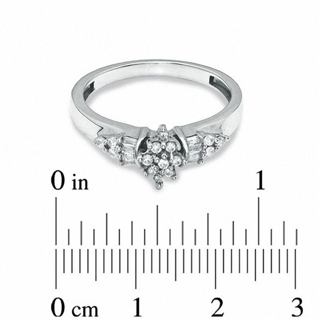 0.25 CT. T.W. Diamond Baguette Fan Ring in 10K White Gold