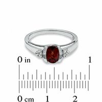 Oval Garnet and White Sapphire Bezel-Set Ring in 10K White Gold|Peoples Jewellers