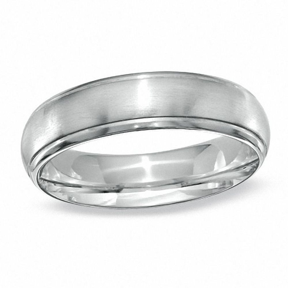 Men's Dome Titanium Satin Stripe Wedding Band - Size 9|Peoples Jewellers