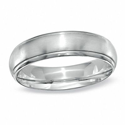 Men's Dome Titanium Satin Stripe Wedding Band - Size 9|Peoples Jewellers