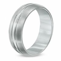 Men's Dome Titanium Satin Stripe Wedding Band - Size 9|Peoples Jewellers