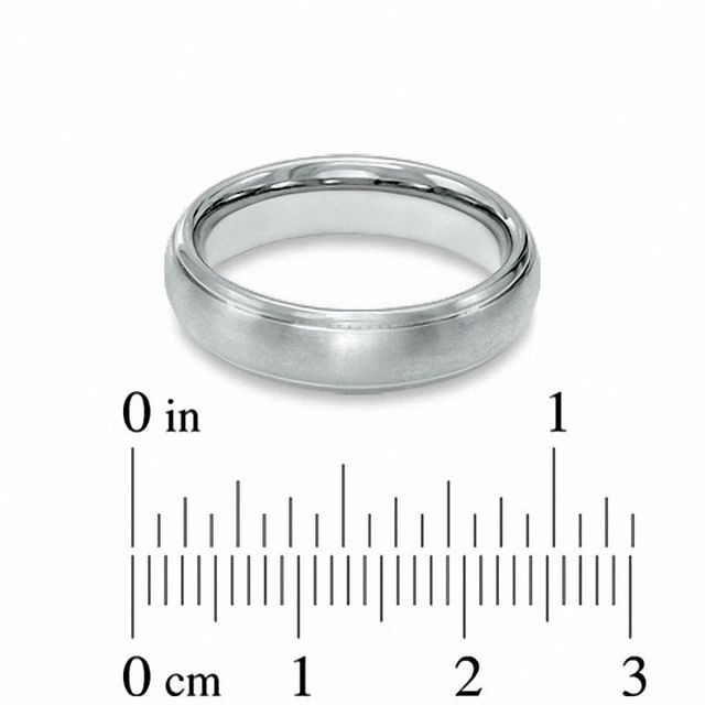 Men's Dome Titanium Satin Stripe Wedding Band - Size 9