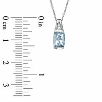 Cushion-Cut Aquamarine and White Sapphire Bezel-Set Pendant in 10K White Gold|Peoples Jewellers