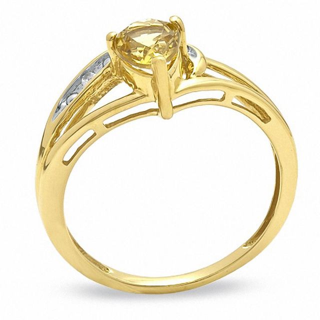 Pear-Shaped Citrine and Lab-Created White Sapphire Ring in 10K Gold|Peoples Jewellers