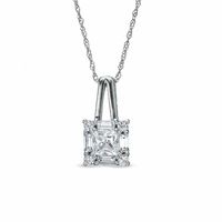 Square-Cut Lab-Created White Sapphire Framed Pendant in 10K White Gold|Peoples Jewellers