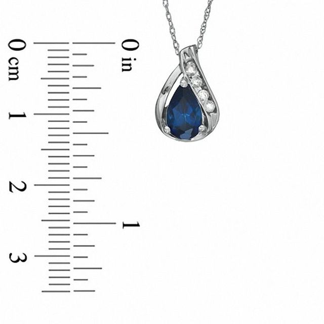 Pear-Shaped Lab-Created Blue Sapphire Pendant in 10K White Gold with White Sapphire Accents|Peoples Jewellers