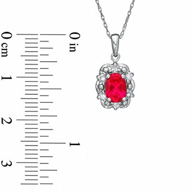 Oval Lab-Created Ruby and White Sapphire Pendant in Sterling Silver|Peoples Jewellers