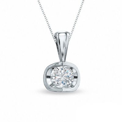 0.20 CT. Canadian Certified Diamond Solitaire Tension Pendant in 14K White Gold (I/I2) - 17''|Peoples Jewellers