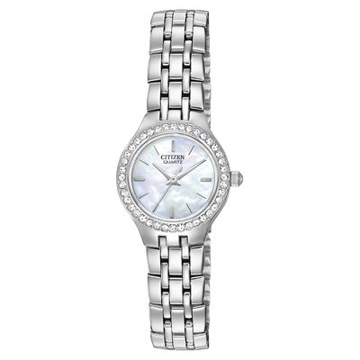 Ladies' Citizen Quartz Watch with Crystal Accents and Mother-of-Pearl Dial (Model: EJ6040-51D)|Peoples Jewellers