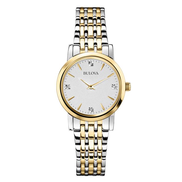 Ladies' Bulova Diamond Accent Two-Tone Watch with Silver-Tone Dial (Model: 98P115)|Peoples Jewellers