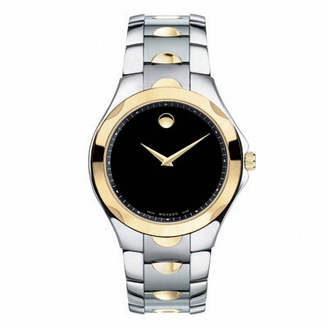 Men's Movado Luno Two-Tone Stainless Steel Watch with Black Dial (Model: 0606381)|Peoples Jewellers