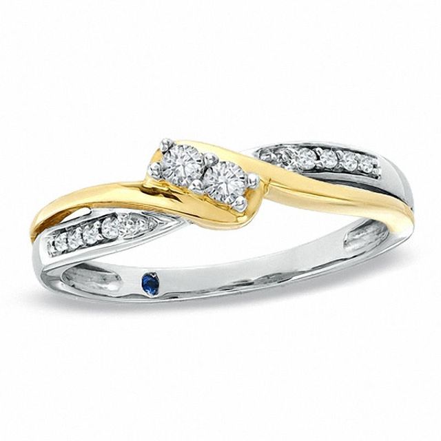 0.21 CT. T.W. Composite Diamond with Sapphires Promise Ring in 10K White Gold|Peoples Jewellers