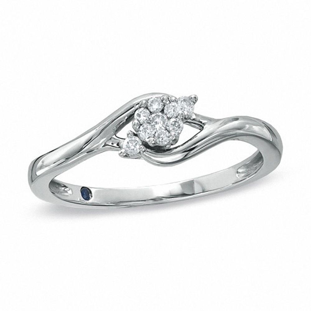 0.20 CT. T.W. Diamond Triple Cluster Promise Ring in 10K White Gold|Peoples Jewellers
