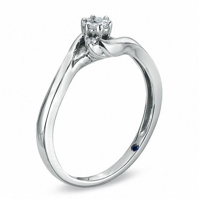 0.20 CT. T.W. Diamond Triple Cluster Promise Ring in 10K White Gold