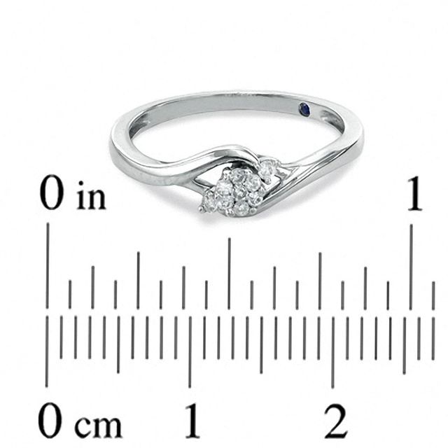 0.20 CT. T.W. Diamond Triple Cluster Promise Ring in 10K White Gold