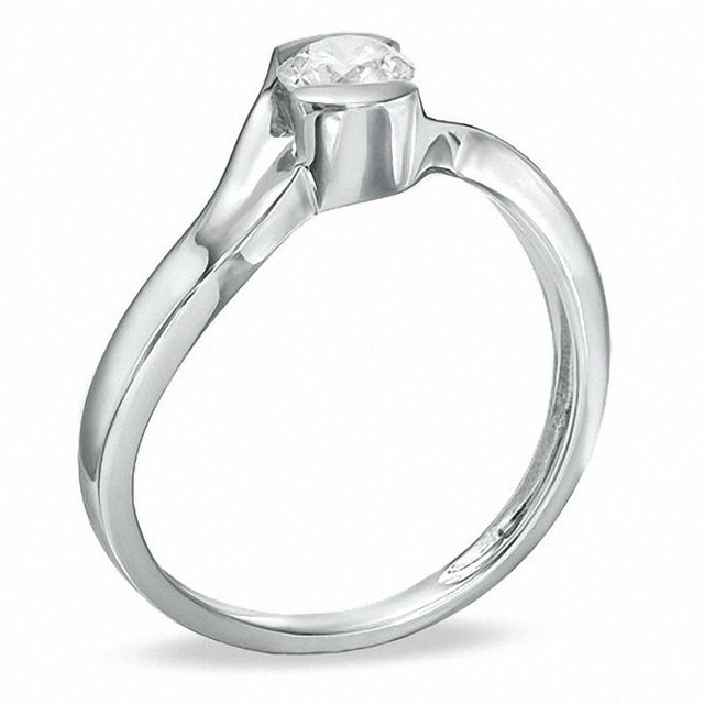 0.40 CT. Certified Canadian Diamond Solitaire Swirl Engagement Ring in 14K White Gold (I/I1)|Peoples Jewellers