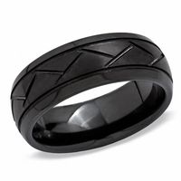 Men's 8.0mm Criss-Cross Wedding Band in Tungsten Carbide