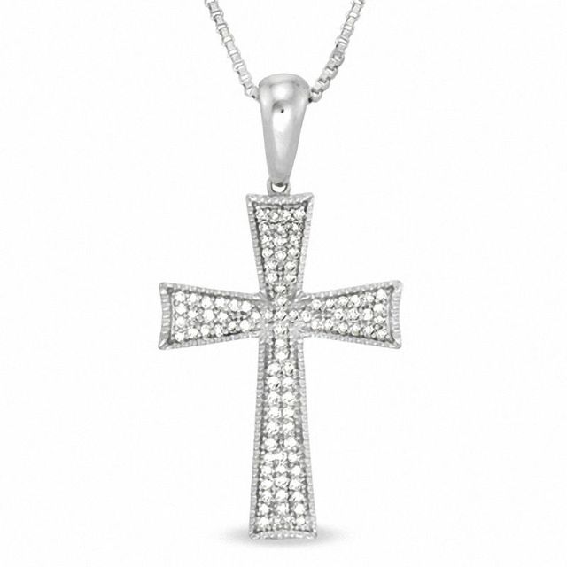 0.18 CT. T.W. Diamond Cross Pendant in Sterling Silver|Peoples Jewellers
