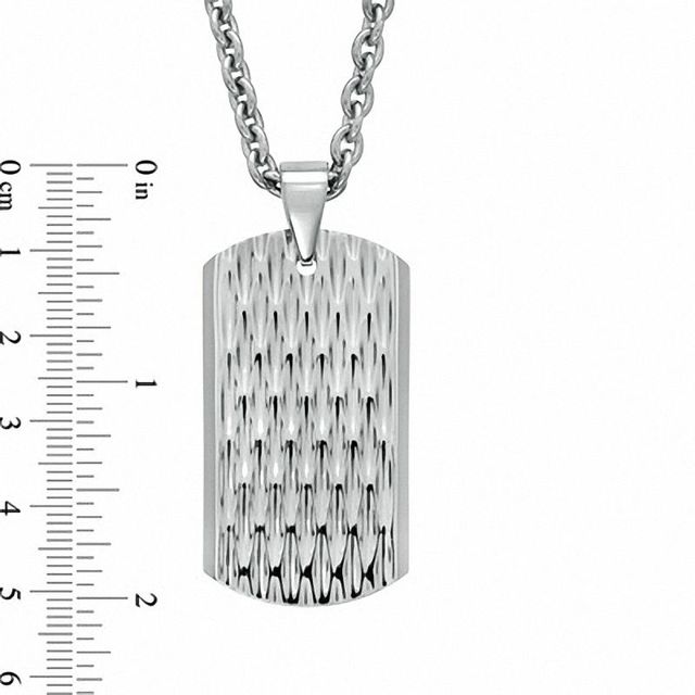 Men's Textured Dog Tag Pendant in Stainless Steel - 24"|Peoples Jewellers