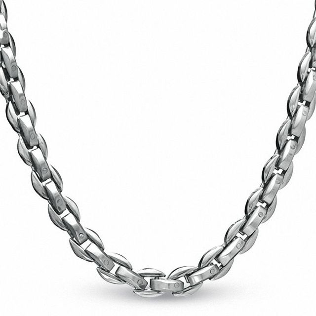 Men's Oval Link Chain Necklace in Stainless Steel - 24"