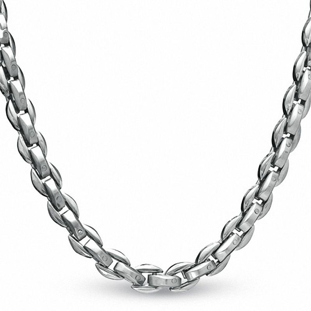 Men's Oval Link Chain Necklace in Stainless Steel - 24"|Peoples Jewellers