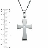 Diamond Accent Cross Pendant in Stainless Steel - 24"|Peoples Jewellers