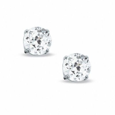 6.0mm Lab-Created White Sapphire Stud Earrings in Sterling Silver|Peoples Jewellers