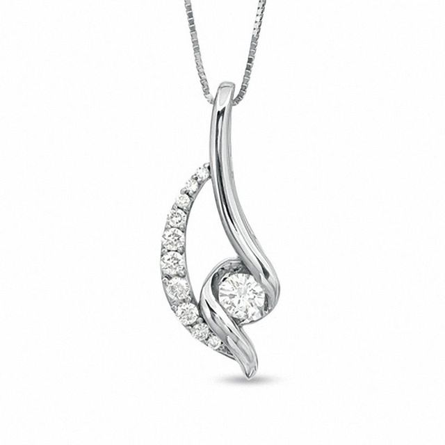 Sirena™ 0.33 CT. T.W. Diamond Loop Pendant in 14K White Gold|Peoples Jewellers