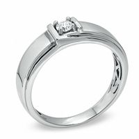 Men's 0.15 CT. Certified Canadian Diamond Solitaire Ring in 14K White Gold (I/I1)|Peoples Jewellers