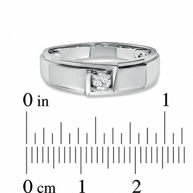 Men's 0.15 CT. Certified Canadian Diamond Solitaire Ring in 14K White Gold (I/I1)