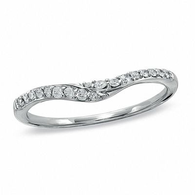0.15 CT. T.W. Diamond Wave Contour Wedding Band in 14K White Gold|Peoples Jewellers