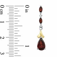 Pear-Shaped Garnet and Diamond Accent Pendant and Earrings Set in Sterling Silver and 14K Gold|Peoples Jewellers