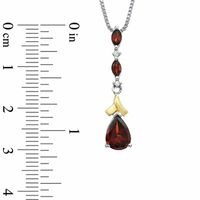 Pear-Shaped Garnet and Diamond Accent Pendant and Earrings Set in Sterling Silver and 14K Gold|Peoples Jewellers