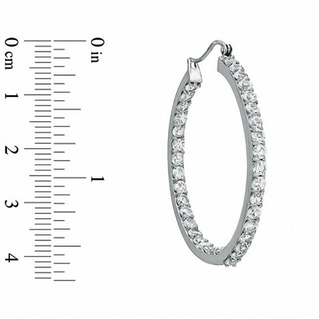 Lab-Created White Sapphire Hoop Earrings in Sterling Silver|Peoples Jewellers