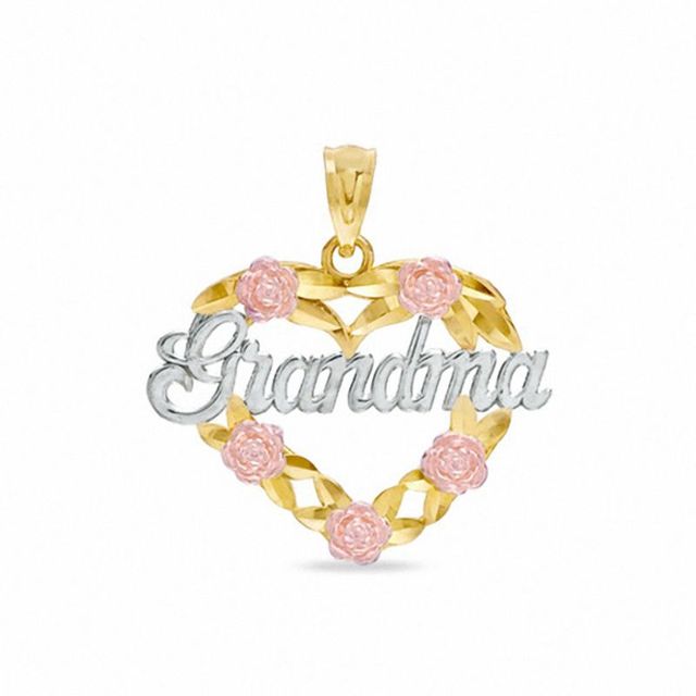 10K Tri-Tone Gold Grandma in Rose Heart Charm|Peoples Jewellers