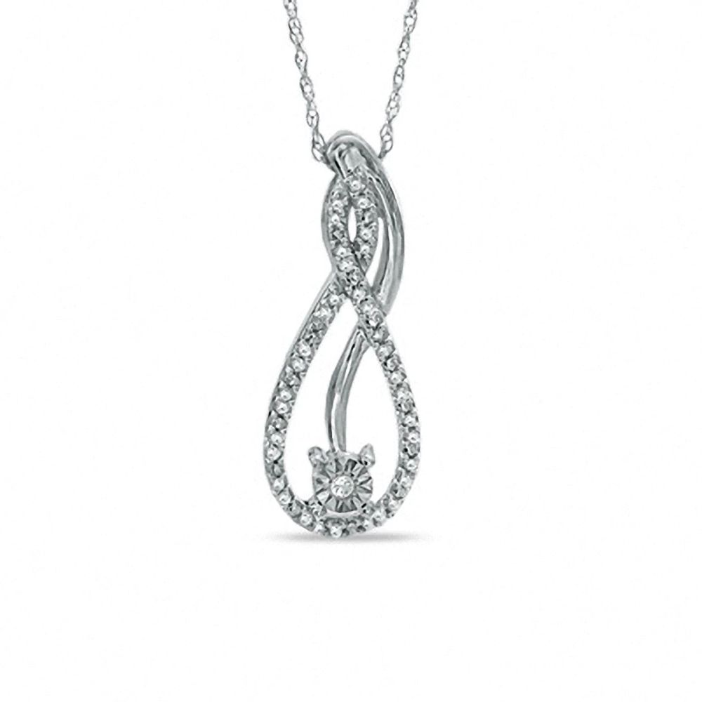 0.12 CT. T.W. Diamond Swirl Pendant in Sterling Silver|Peoples Jewellers