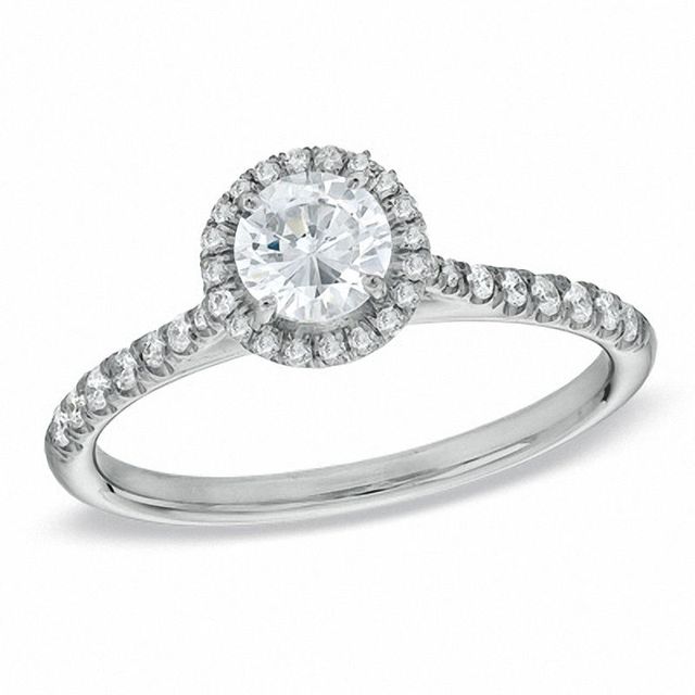 0.70 CT. T.W. Pavé Diamond Framed Engagement Ring in 14K White Gold|Peoples Jewellers