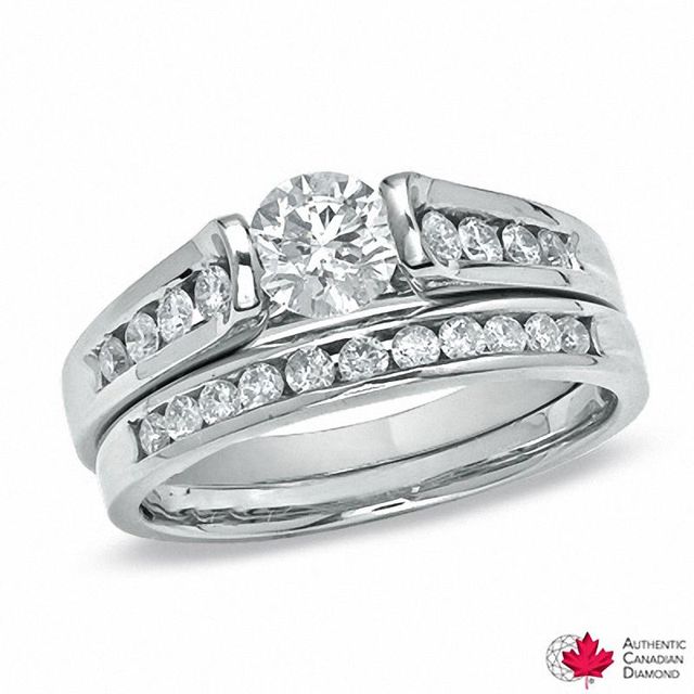 1.00 CT. T.W. Certified Canadian Diamond Bridal Set in 14K White Gold (I/I1)|Peoples Jewellers