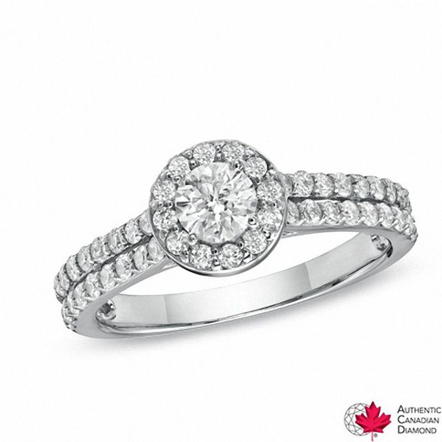 CT. T.W. Certified Canadian Diamond Framed Engagement Ring in 14K White Gold (I/I1)|Peoples Jewellers