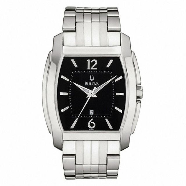 Men's Bulova Watch with Black Tonneau Dial (Model: 96B112)