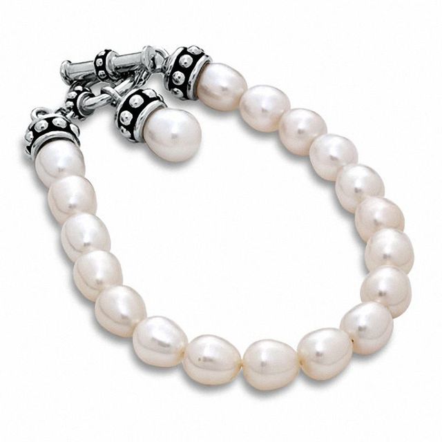 Honora Pallini 7.5-8.5mm Oval Freshwater Cultured Pearl Strand Toggle Bracelet-7.5"|Peoples Jewellers