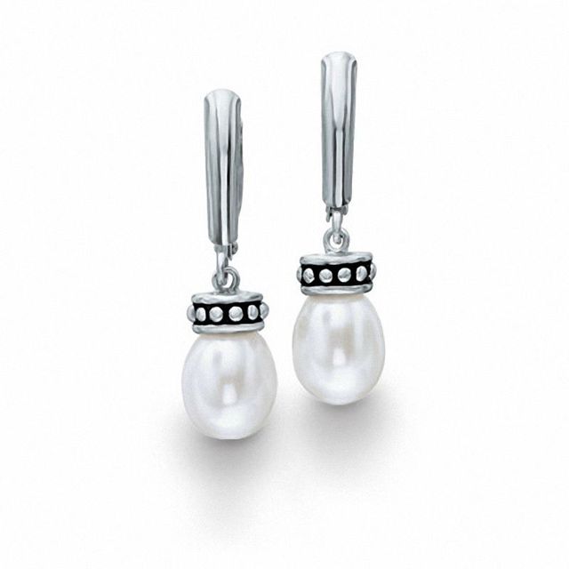 Honora Pallini 7.5-8.5mm Oval Freshwater Cultured Pearl Drop Earrings in Sterling Silver|Peoples Jewellers