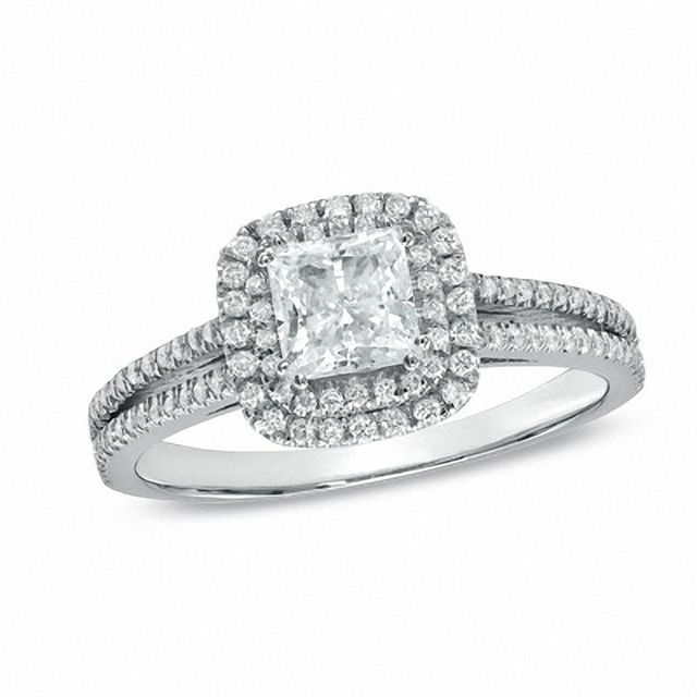 1.20 CT. T.W. Princess-Cut Diamond Framed Engagement Ring in 14K White Gold|Peoples Jewellers