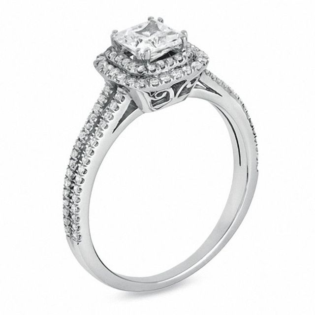 Halo Engagement Ring with .20TW of Diamonds in 10k White Gold