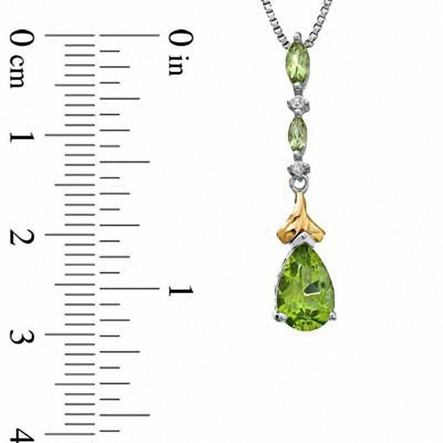 Pear-Shaped Peridot and Diamond Accent Pendant and Earrings Set in Sterling Silver and 14K Gold|Peoples Jewellers