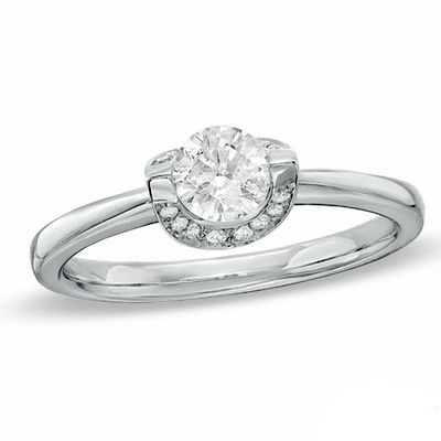 0.50 CT. T.W. Certified Canadian Diamond Engagement Ring in 14K White Gold I/I1|Peoples Jewellers