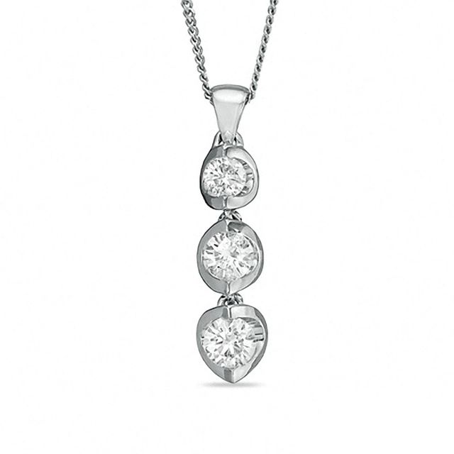 0.50 CT. T.W. Certified Canadian Diamond Three Stone Pendant in 14K White Gold - 17"