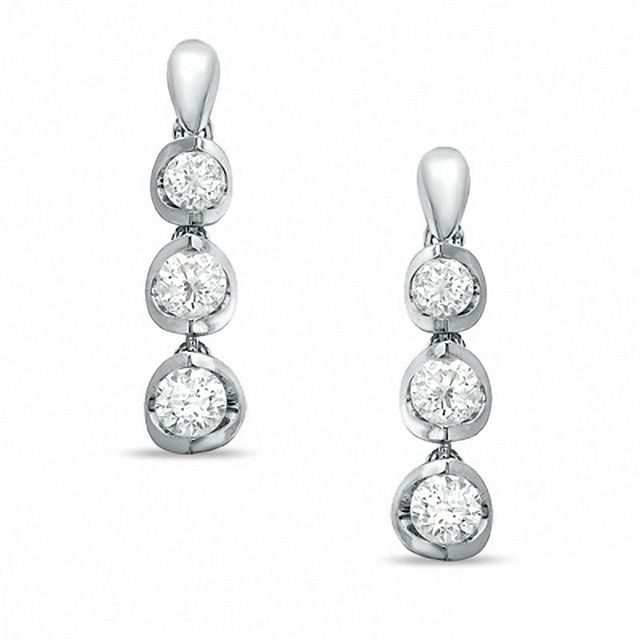 1.00 CT. T.W. Canadian Certified Diamond Dangle Earrings in 14K White Gold|Peoples Jewellers